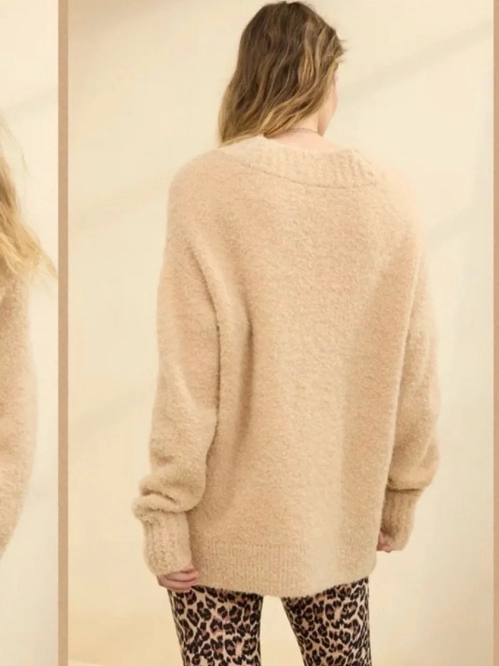 Aerie Teddy Boucle V-Neck Sweater NWT • Sz Large